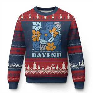 Dayenu Passover Jewish Holiday Floral Retro Ugly Christmas Sweater It Would Have Been Enough Meaningful Seder Gift TS02 Navy Red Print Your Wear