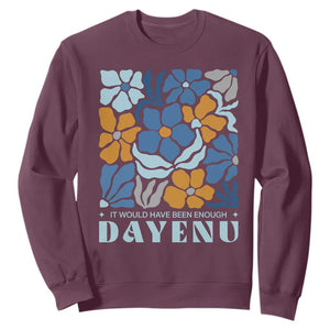 Dayenu Passover Jewish Holiday Floral Retro Sweatshirt It Would Have Been Enough Meaningful Seder Gift TS02 Maroon Print Your Wear