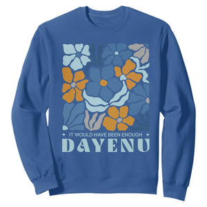 Dayenu Passover Jewish Holiday Floral Retro Sweatshirt It Would Have Been Enough Meaningful Seder Gift TS02 Royal Blue Print Your Wear