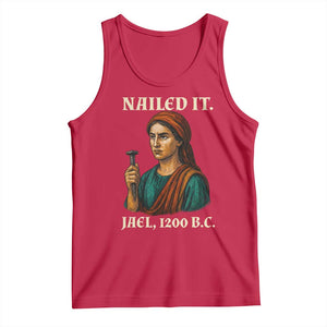 Funny Biblical Jael Nailed It Vintage Tank Top Strong Woman Bible Story Dark Humor Meme TS02 Red Print Your Wear