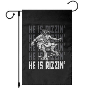 He Is Rizzin Funny Christian Easter Skateboarding Jesus Meme Garden Flag Faith Humor Trendy Youth Gift TS02 Black Print Your Wear