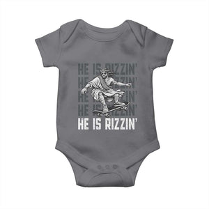 He Is Rizzin Funny Christian Easter Skateboarding Jesus Meme Baby Onesie Faith Humor Trendy Youth Gift TS02 Charcoal Print Your Wear