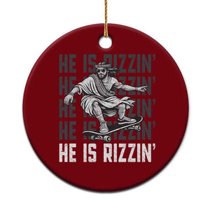 He Is Rizzin Funny Christian Easter Skateboarding Jesus Meme Ceramic Ornament Faith Humor Trendy Youth Gift TS02 1pc Red Print Your Wear