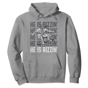 He Is Rizzin Funny Christian Easter Skateboarding Jesus Meme Hoodie Faith Humor Trendy Youth Gift TS02 Sport Gray Print Your Wear