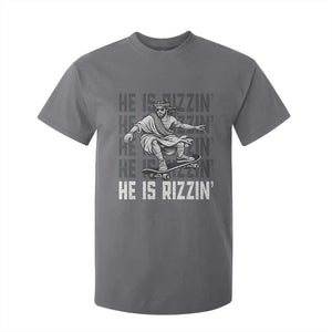 He Is Rizzin Funny Christian Easter Skateboarding Jesus Meme T Shirt For Kid Faith Humor Trendy Youth Gift TS02 Charcoal Print Your Wear