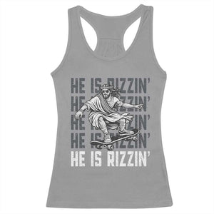 He Is Rizzin Funny Christian Easter Skateboarding Jesus Meme Racerback Tank Top Faith Humor Trendy Youth Gift TS02 Sport Gray Print Your Wear