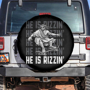 He Is Rizzin Funny Christian Easter Skateboarding Jesus Meme Spare Tire Cover Faith Humor Trendy Youth Gift TS02 No hole Black Print Your Wear