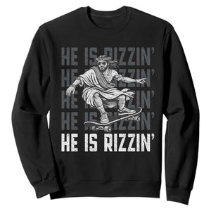 He Is Rizzin Funny Christian Easter Skateboarding Jesus Meme Sweatshirt Faith Humor Trendy Youth Gift TS02 Black Print Your Wear