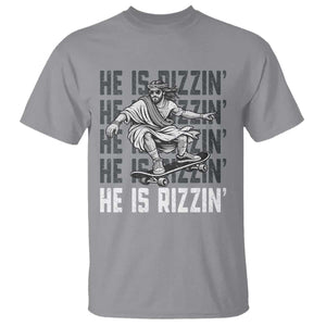 He Is Rizzin Funny Christian Easter Skateboarding Jesus Meme T Shirt Faith Humor Trendy Youth Gift TS02 Sport Gray Print Your Wear