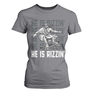 He Is Rizzin Funny Christian Easter Skateboarding Jesus Meme T Shirt For Women Faith Humor Trendy Youth Gift TS02 Charcoal Print Your Wear
