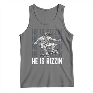 He Is Rizzin Funny Christian Easter Skateboarding Jesus Meme Tank Top Faith Humor Trendy Youth Gift TS02 Black Heather Print Your Wear