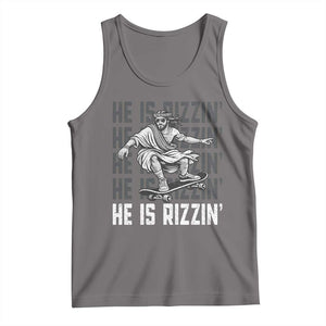 He Is Rizzin Funny Christian Easter Skateboarding Jesus Meme Tank Top Faith Humor Trendy Youth Gift TS02 Deep Heather Print Your Wear