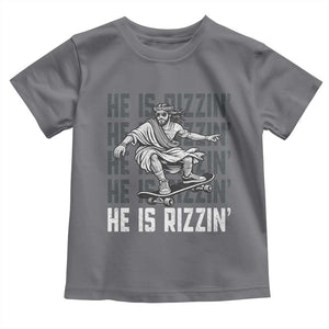 He Is Rizzin Funny Christian Easter Skateboarding Jesus Meme Toddler T Shirt Faith Humor Trendy Youth Gift TS02 Charcoal Print Your Wear