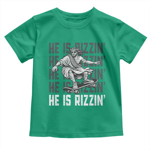 He Is Rizzin Funny Christian Easter Skateboarding Jesus Meme Toddler T Shirt Faith Humor Trendy Youth Gift TS02 Irish Green Print Your Wear
