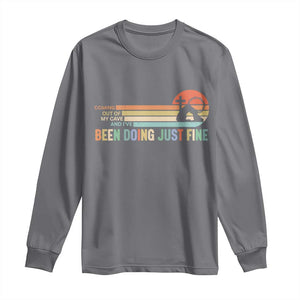 Retro Coming Out Of My Cave Christian Easter Parody Long Sleeve Shirt I’ve Been Doing Just Fine Resurrection Humor Faith Gift TS02 Charcoal Print Your Wear