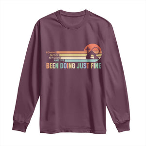 Retro Coming Out Of My Cave Christian Easter Parody Long Sleeve Shirt I’ve Been Doing Just Fine Resurrection Humor Faith Gift TS02 Maroon Print Your Wear