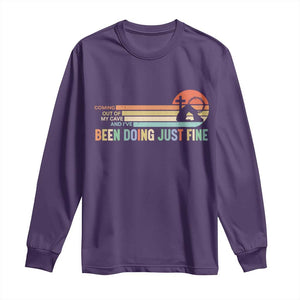 Retro Coming Out Of My Cave Christian Easter Parody Long Sleeve Shirt I’ve Been Doing Just Fine Resurrection Humor Faith Gift TS02 Purple Print Your Wear