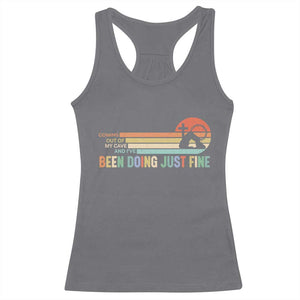 Retro Coming Out Of My Cave Christian Easter Parody Racerback Tank Top I’ve Been Doing Just Fine Resurrection Humor Faith Gift TS02 Charcoal Print Your Wear