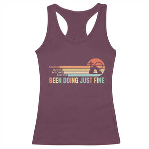 Retro Coming Out Of My Cave Christian Easter Parody Racerback Tank Top I’ve Been Doing Just Fine Resurrection Humor Faith Gift TS02 Maroon Print Your Wear