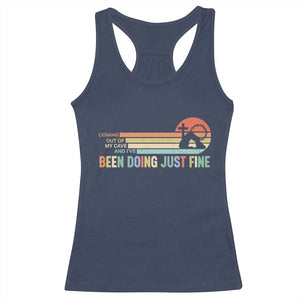 Retro Coming Out Of My Cave Christian Easter Parody Racerback Tank Top I’ve Been Doing Just Fine Resurrection Humor Faith Gift TS02 Navy Print Your Wear