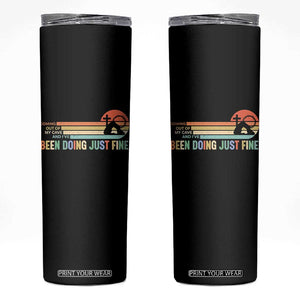 Retro Coming Out Of My Cave Christian Easter Parody Skinny Tumbler I’ve Been Doing Just Fine Resurrection Humor Faith Gift TS02 Black Print Your Wear