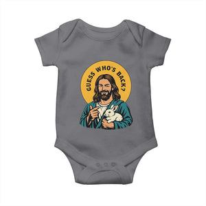Guess Who is Back Funny Christian Easter Baby Onesie Winking Jesus with Lamb Cute Resurrection Humor Gift TS02 Charcoal Print Your Wear