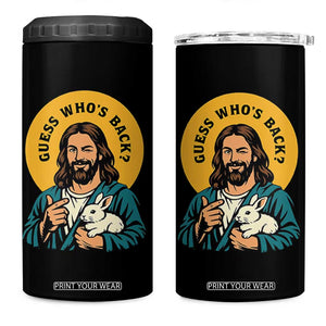 Guess Who is Back Funny Christian Easter 4 in 1 Can Cooler Tumbler Winking Jesus with Lamb Cute Resurrection Humor Gift TS02 One Size: 16 oz Black Print Your Wear