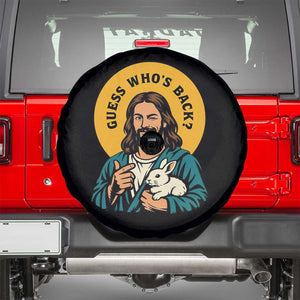 Guess Who is Back Funny Christian Easter Spare Tire Cover Winking Jesus with Lamb Cute Resurrection Humor Gift TS02 Black Print Your Wear