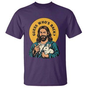 Guess Who is Back Funny Christian Easter T Shirt Winking Jesus with Lamb Cute Resurrection Humor Gift TS02 Purple Print Your Wear