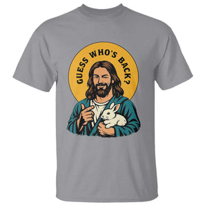 Guess Who is Back Funny Christian Easter T Shirt Winking Jesus with Lamb Cute Resurrection Humor Gift TS02 Sport Gray Print Your Wear