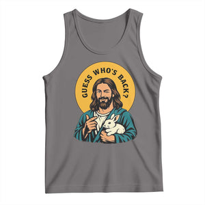 Guess Who is Back Funny Christian Easter Tank Top Winking Jesus with Lamb Cute Resurrection Humor Gift TS02 Deep Heather Print Your Wear