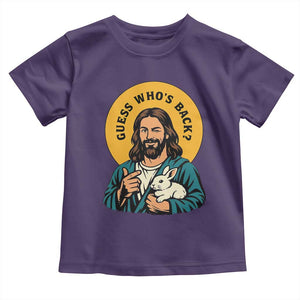 Guess Who is Back Funny Christian Easter Toddler T Shirt Winking Jesus with Lamb Cute Resurrection Humor Gift TS02 Purple Print Your Wear
