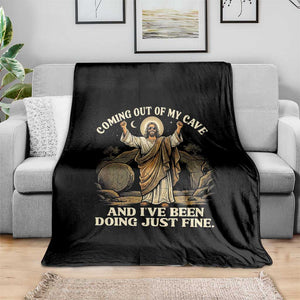 Coming Out Of My Cave Christian Easter Throw Blanket Risen Jesus Tomb Scene Inspirational Faith Message Gift TS02 Print Your Wear