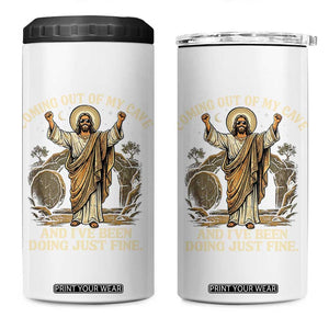 Coming Out Of My Cave Christian Easter 4 in 1 Can Cooler Tumbler Risen Jesus Tomb Scene Inspirational Faith Message Gift TS02 One Size: 16 oz Black Print Your Wear