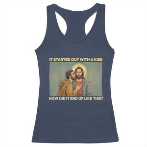 It Started Out With A Kiss Christian Easter Racerback Tank Top Judas Betrayal Biblical Scene Faith Reflection Gift TS02 Navy Print Your Wear