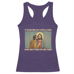 It Started Out With A Kiss Christian Easter Racerback Tank Top Judas Betrayal Biblical Scene Faith Reflection Gift TS02 Purple Print Your Wear