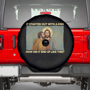 It Started Out With A Kiss Christian Easter Spare Tire Cover Judas Betrayal Biblical Scene Faith Reflection Gift TS02 Black Print Your Wear