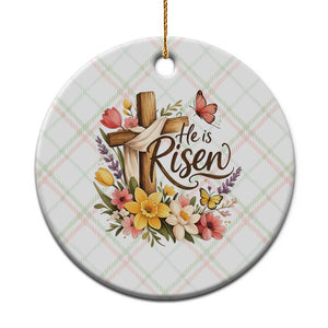 He Is Risen Floral Cross Christian Easter Ceramic Ornament Spring Flowers Butterfly Faith Inspirational Gift TS02 1pc Christmas Plaid Print Your Wear