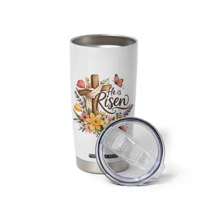 He Is Risen Floral Cross Christian Easter Tumbler Cup Spring Flowers Butterfly Faith Inspirational Gift TS02 Print Your Wear