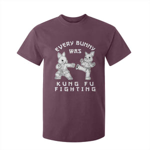 Funny Easter Rabbit Martial Arts T Shirt For Kid Every Bunny Was Kung Fu Fighting Cute Bunny Humor Gift TS02 Maroon Print Your Wear