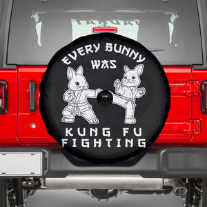 Funny Easter Rabbit Martial Arts Spare Tire Cover Every Bunny Was Kung Fu Fighting Cute Bunny Humor Gift TS02 Black Print Your Wear