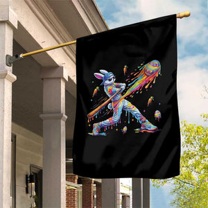 Cool Easter Bunny Baseball Player Neon Paint Splash Graphic Garden Flag Funny Rabbit Sports with Egg Bat Hit Gift TS02 Print Your Wear
