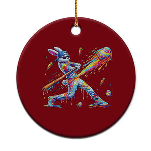 Cool Easter Bunny Baseball Player Neon Paint Splash Graphic Ceramic Ornament Funny Rabbit Sports with Egg Bat Hit Gift TS02 1pc Red Print Your Wear