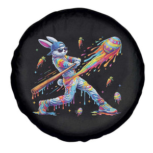 Cool Easter Bunny Baseball Player Neon Paint Splash Graphic Spare Tire Cover Funny Rabbit Sports with Egg Bat Hit Gift TS02 Print Your Wear