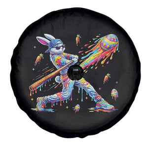 Cool Easter Bunny Baseball Player Neon Paint Splash Graphic Spare Tire Cover Funny Rabbit Sports with Egg Bat Hit Gift TS02 Print Your Wear