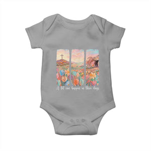 A Lot Can Happen In Three Days Christian Easter Baby Onesie Empty Tomb Cross Landscape Faith Inspirational Gift TS02 Sport Gray Print Your Wear