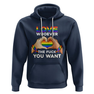 Gay Pride Hoodie Love Whoever The F You Want LGBTQ Rainbow LGBT Pride History Month TS02 Navy Printyourwear