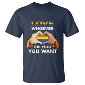 Gay Pride T Shirt Love Whoever The F You Want LGBTQ Rainbow LGBT Pride History Month TS02 Navy Printyourwear