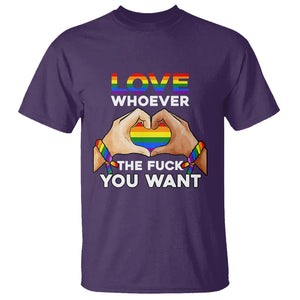 Gay Pride T Shirt Love Whoever The F You Want LGBTQ Rainbow LGBT Pride History Month TS02 Purple Printyourwear