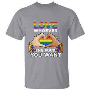 Gay Pride T Shirt Love Whoever The F You Want LGBTQ Rainbow LGBT Pride History Month TS02 Sport Gray Printyourwear